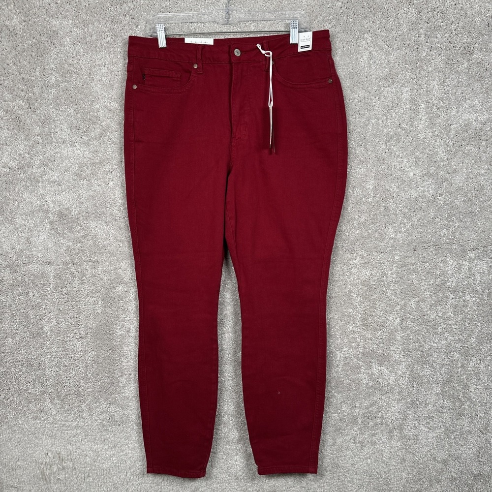 Judy Blue Skinny Jeans Womens 14W Red Ruby High Rise Garment Dyed Stretch Denim